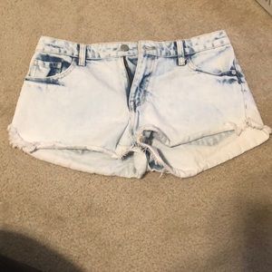 High-Rise Light Wash Jean Shorts